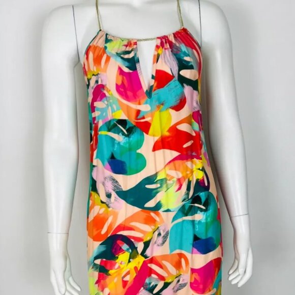 Amanda Uprichard Women’s Halter Dress NWT 100% Silk Chain Strap M Multi Color - Picture 1 of 6